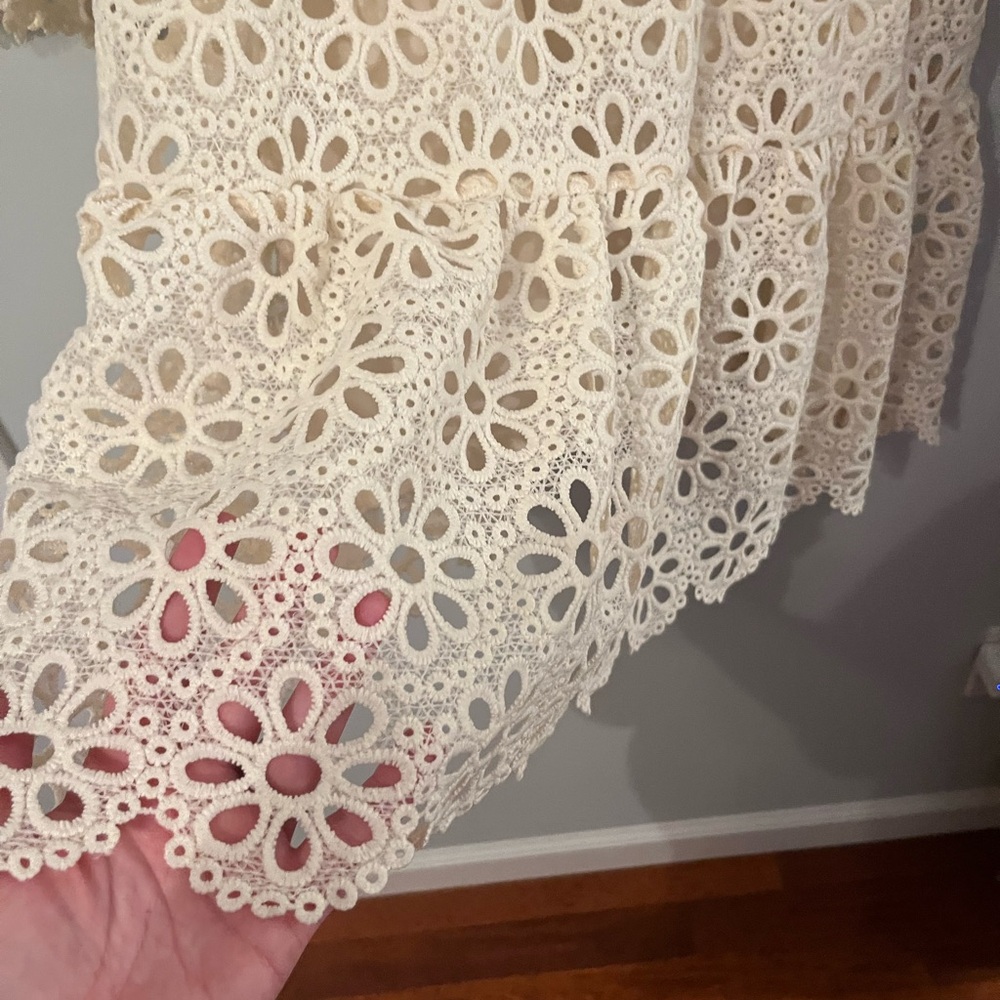 Lace Crochet Mini Dress in Cream - Women - Picture 3 of 7